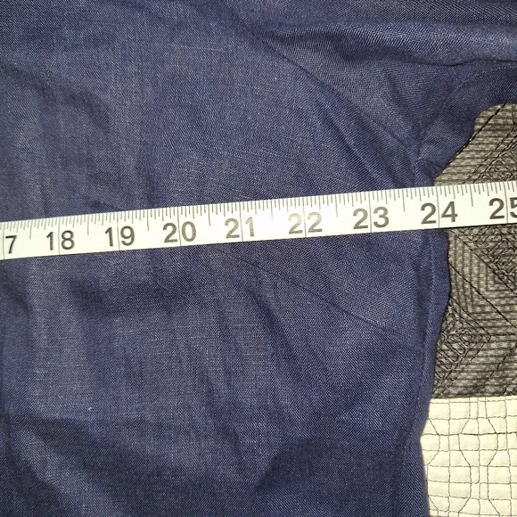 SUSAN BRISTOL Embroidered Neck Tunic Top Women's 1X Blue 100% Linen Minimalist - Picture 8 of 9